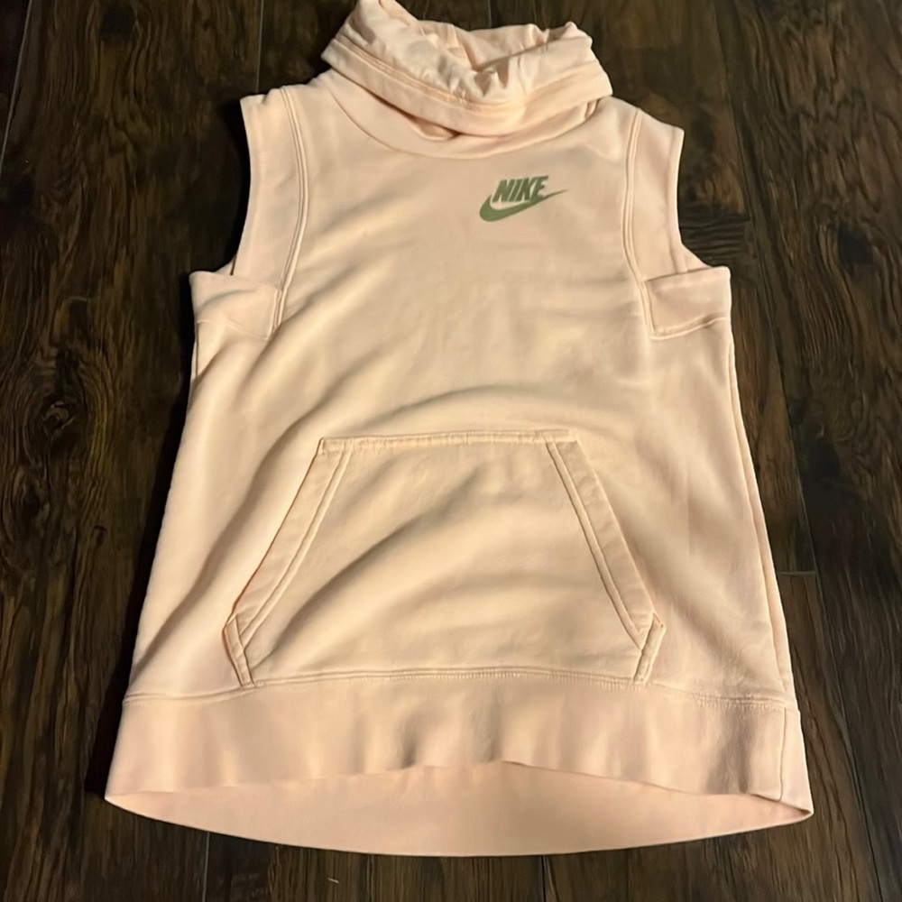 Girls Nike Sleeveless Hoodie with Turtleneck Pink and Gold